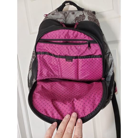 Dakine Laptop Travel Backpack. Gray and Purple Floral - Picture 5 of 10